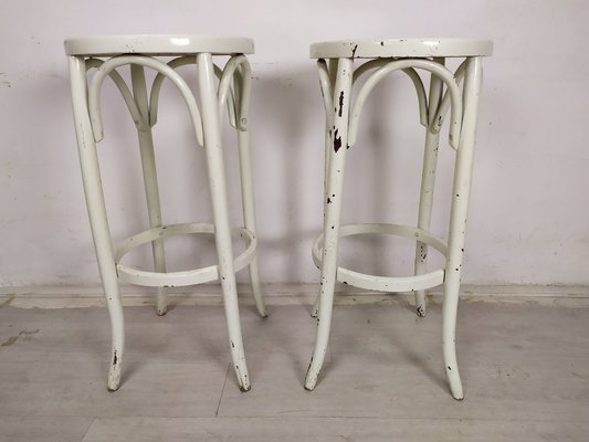 Wooden Bistro Stools, 1930s, Set of 2-EAD-1719428