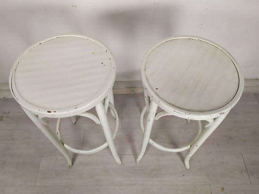 Wooden Bistro Stools, 1930s, Set of 2-EAD-1719428