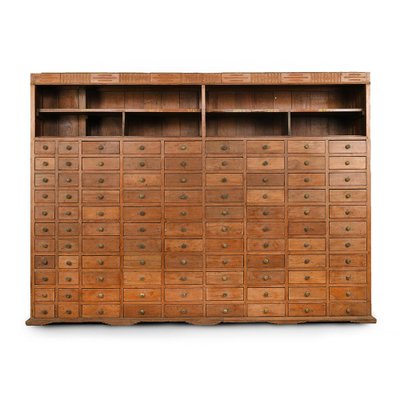 Wooden Bookcase with 99 Drawers, 1940s-NQ-653997