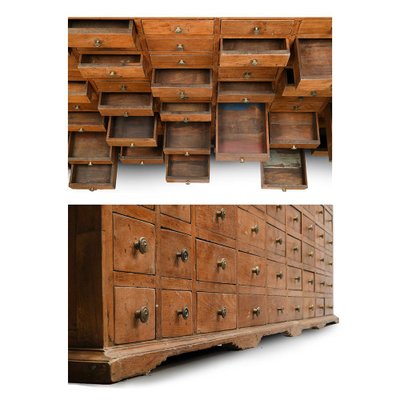 Wooden Bookcase with 99 Drawers, 1940s-NQ-653997