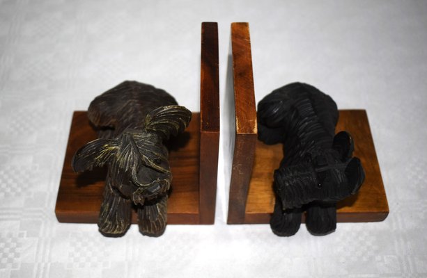 Wooden Bookends with Terriers, 1920s, Set of 2-VA-1703901