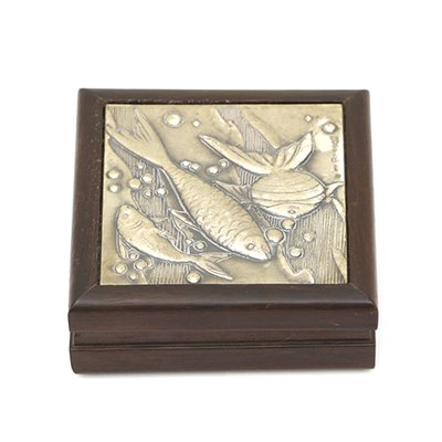 Wooden Box with Embossed Silver Lid by Renato Bassoli, 1960s-EZ-1131572