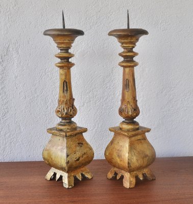 Wooden Candelabras, 1970s, Set of 2-ROJ-2041296