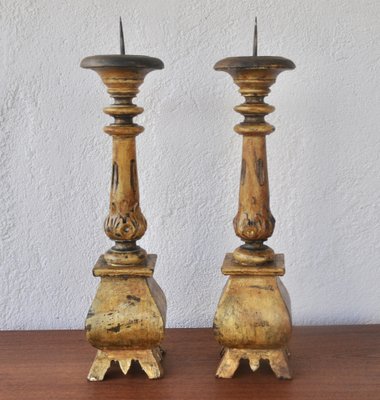 Wooden Candelabras, 1970s, Set of 2-ROJ-2041296