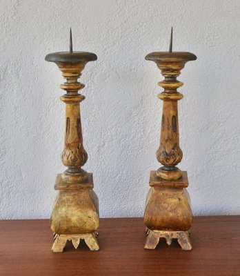 Wooden Candelabras, 1970s, Set of 2-ROJ-2041296