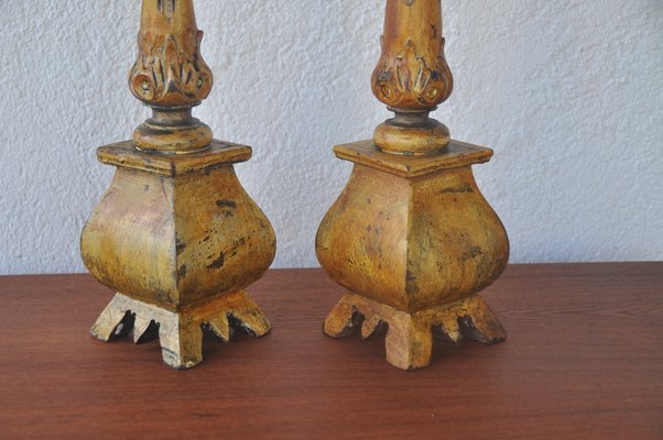 Wooden Candelabras, 1970s, Set of 2-ROJ-2041296