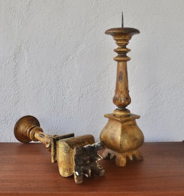 Wooden Candelabras, 1970s, Set of 2-ROJ-2041296