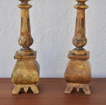 Wooden Candelabras, 1970s, Set of 2-ROJ-2041296