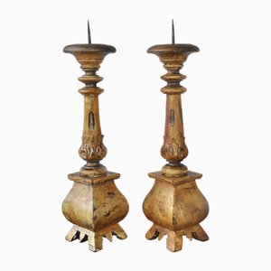 Wooden Candelabras, 1970s, Set of 2-ROJ-2041296