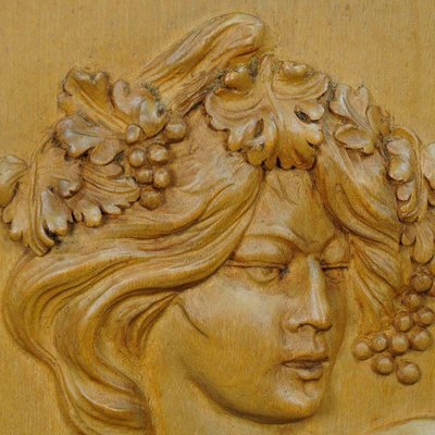 Wooden Carved Victorian Lady Wall Plaque, 1920s-KJP-1149159