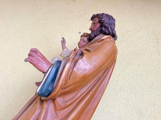 Wooden Carving of St. Joseph with Child-PXE-2024411