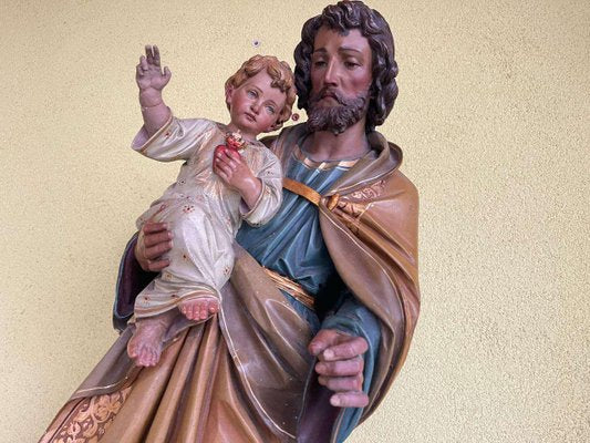 Wooden Carving of St. Joseph with Child-PXE-2024411