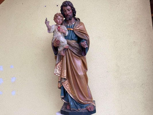 Wooden Carving of St. Joseph with Child-PXE-2024411