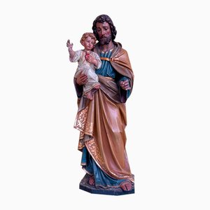 Wooden Carving of St. Joseph with Child-PXE-2024411