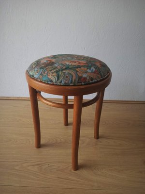 Wooden Chair and Stool, 1950s, Set of 2-ZEF-1723758