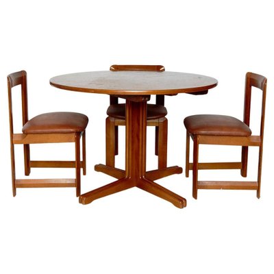 Wooden Chairs and Dining Table by Guillaumes, 1960s, Set of 3-WM-1233094