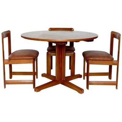 Wooden Chairs and Dining Table by Guillaumes, 1960s, Set of 3-WM-1233094