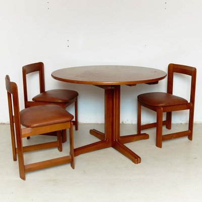 Wooden Chairs and Dining Table by Guillaumes, 1960s, Set of 3-WM-1233094