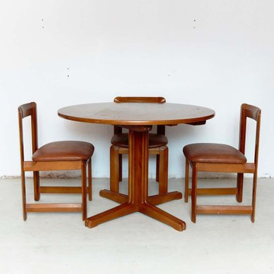 Wooden Chairs and Dining Table by Guillaumes, 1960s, Set of 3-WM-1233094