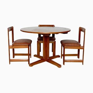 Wooden Chairs and Dining Table by Guillaumes, 1960s, Set of 3-WM-1233094