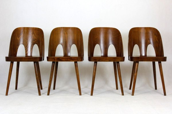 Wooden Chairs by Oswald Haerdtl for TON, 1950s, Set of 4-WVS-902616