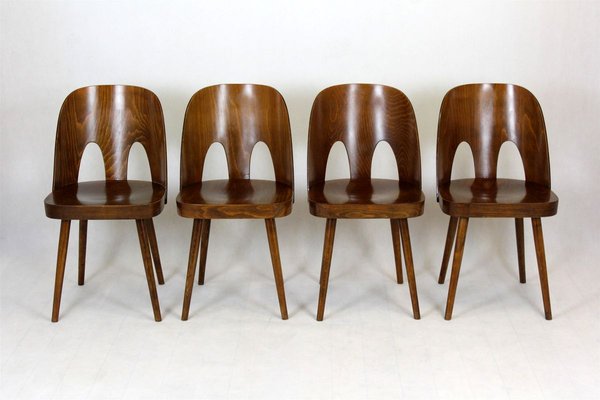 Wooden Chairs by Oswald Haerdtl for TON, 1950s, Set of 4-WVS-902616