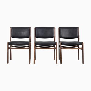 Wooden Chairs with Leatherette Upholstery, Italy, 1960s, Set of 3-AA-1315581