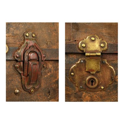 Wooden Chest with Brass Fittings, 1920s-NQ-674354