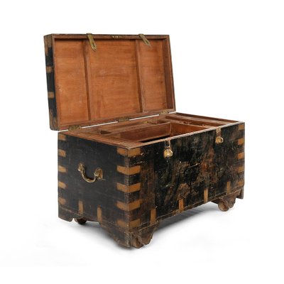 Wooden Chest with Brass Hardware, 1920s-NQ-636633