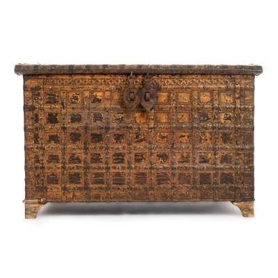 Wooden Chest with Steel Veneer, 1850s-NQ-624623