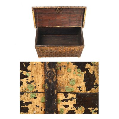 Wooden Chest with Steel Veneer, 1850s-NQ-624623