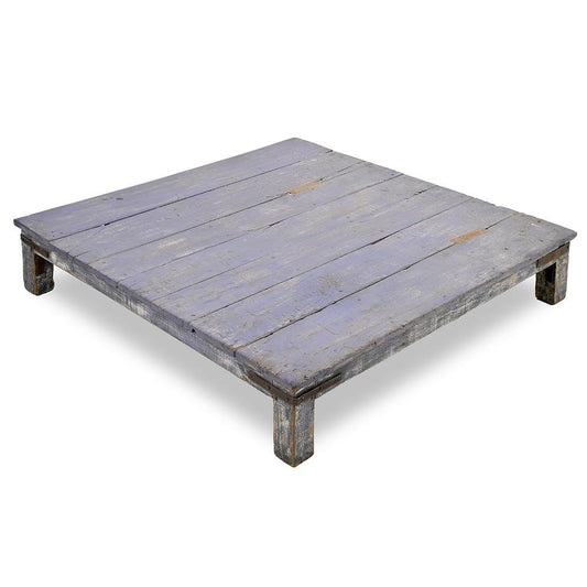 Wooden Coffee Table with Blue Patina