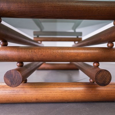 Wooden Coffee Table with Glass Smoke Design, 1970s-ZLY-928358