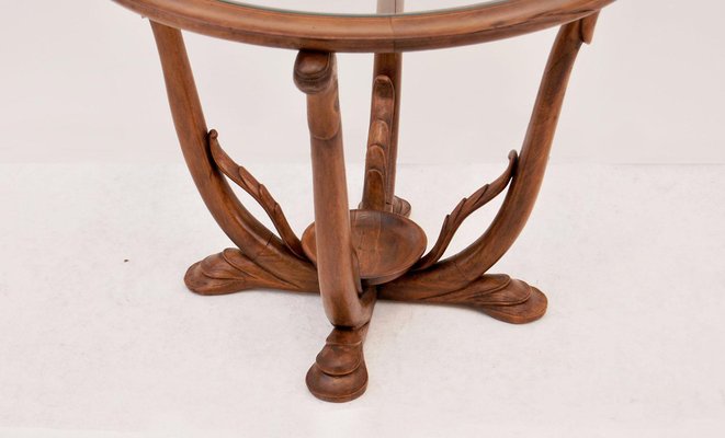 Wooden Coffee Table with Glass Top, 1940s-CGZ-1795480