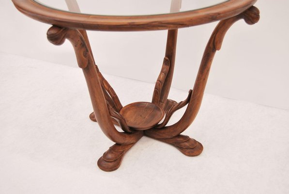 Wooden Coffee Table with Glass Top, 1940s-CGZ-1795480