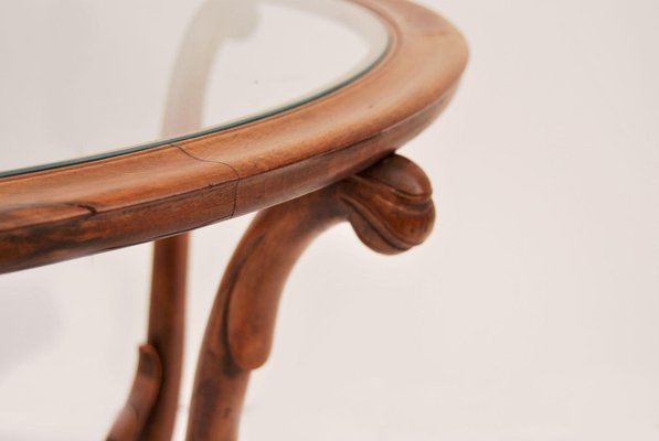 Wooden Coffee Table with Glass Top, 1940s-CGZ-1795480