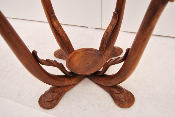 Wooden Coffee Table with Glass Top, 1940s-CGZ-1795480