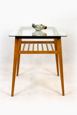 Wooden Coffee Table with Glass Top from Drevozpracujici Druzstvo, 1960s-WVS-1078397