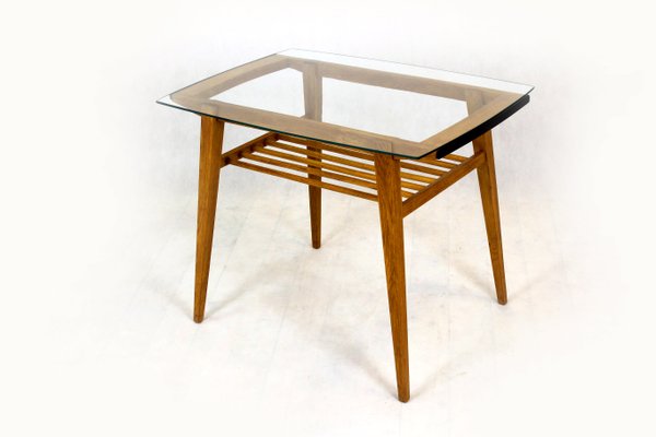 Wooden Coffee Table with Glass Top from Drevozpracujici Druzstvo, 1960s-WVS-1078397