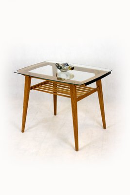 Wooden Coffee Table with Glass Top from Drevozpracujici Druzstvo, 1960s-WVS-1078397