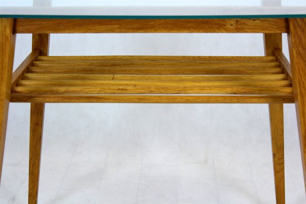 Wooden Coffee Table with Glass Top from Drevozpracujici Druzstvo, 1960s-WVS-1078397