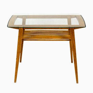 Wooden Coffee Table with Glass Top from Drevozpracujici Druzstvo, 1960s-WVS-1078397