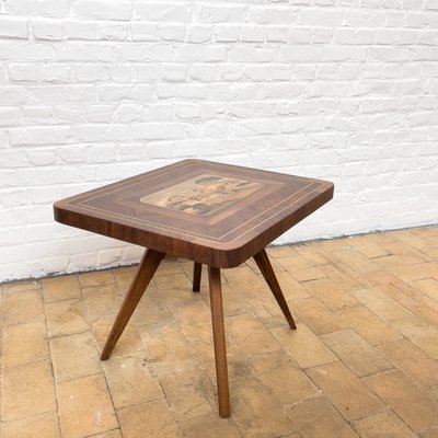 Wooden Coffee Table with Inlay, 1940s-RB-936073