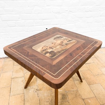 Wooden Coffee Table with Inlay, 1940s-RB-936073