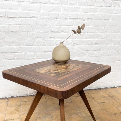 Wooden Coffee Table with Inlay, 1940s-RB-936073