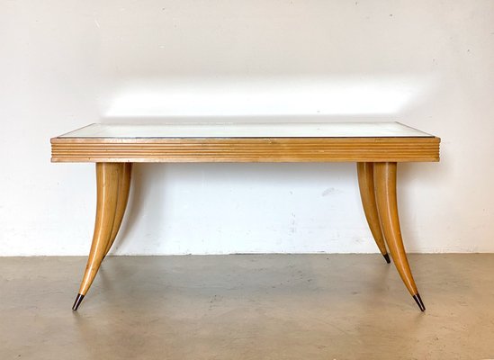 Wooden Coffee Table with Mirror, 1940s-NPC-1318579