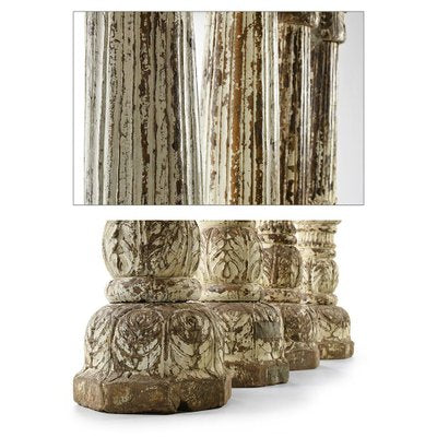 Wooden Column in Carved White Patina-NQ-963452