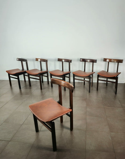 Wooden Dining Chairs in Leather from Inger Klingenberg for France & Son, 1960s, Set of 6