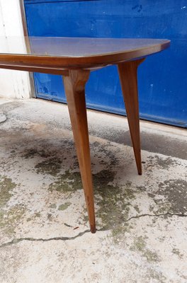 Wooden Dining Table with Colored Glass Top, Italy, 1950s-QZZ-1720795