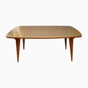 Wooden Dining Table with Colored Glass Top, Italy, 1950s-QZZ-1720795